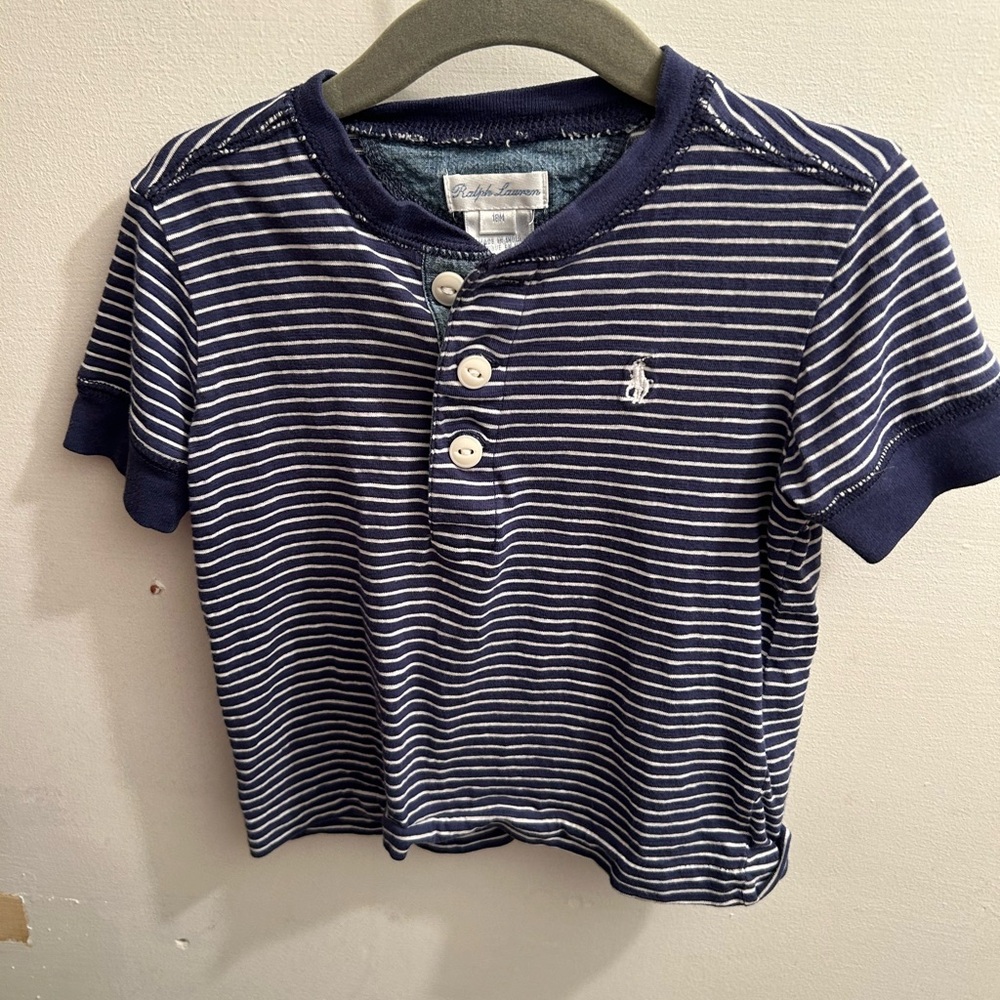 Ralph Lauren Navy Striped Toddler Shirt